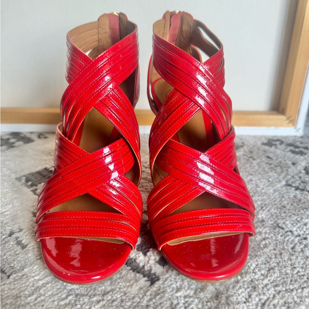 Tory Burch Vibrant Red Crisscross Heels - Picture 6 of 6